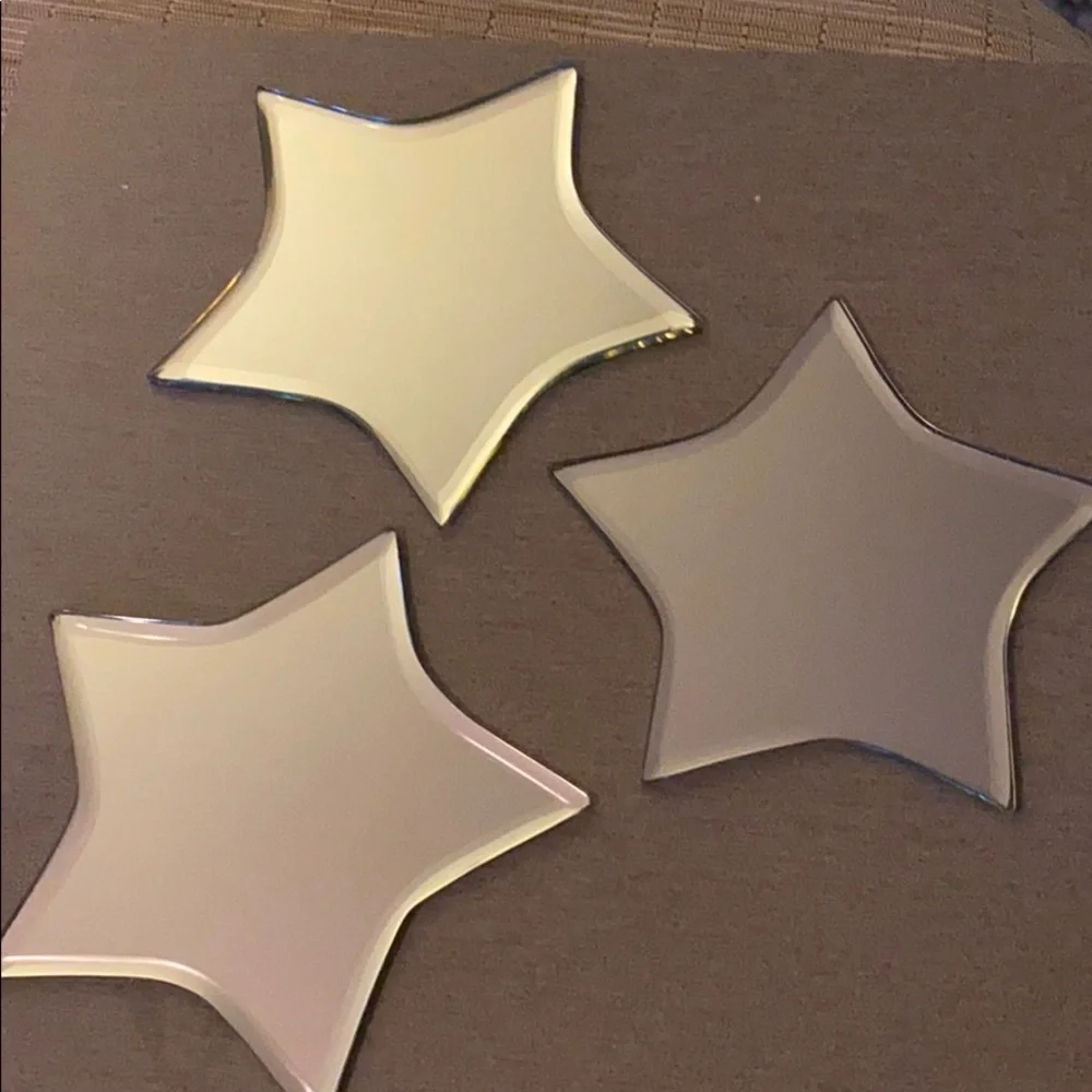 3 STARS. MIRRORED for candles, art. Add some Pop!